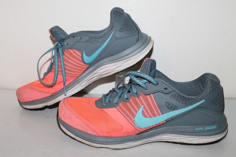 Nike Dual Fusion X Running Shoes, 709501-400, Gray/Pink/Lt. Blue, Women's US 7.5